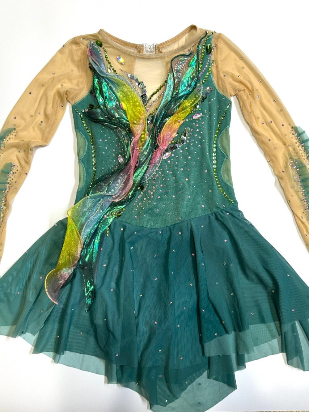 New Deep green Crystal Figure Skating Dress Girl 10 (5~8T)